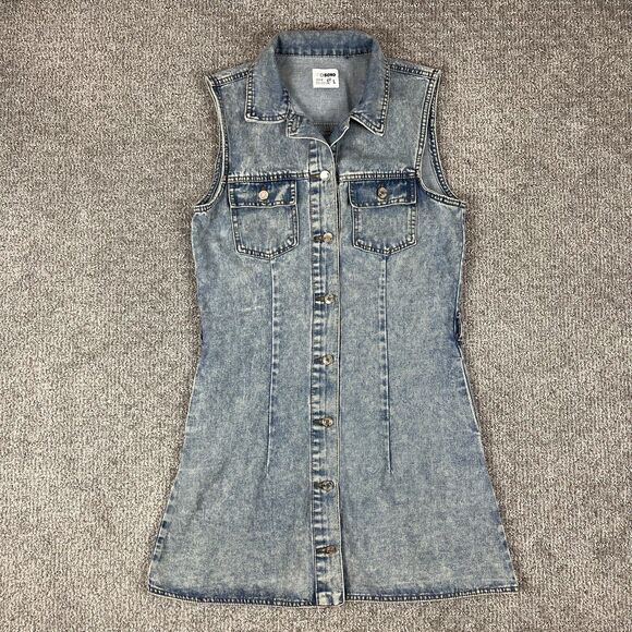 Ci Sono Dresses & Skirts - Ci Sono Denim Dress Womens Large Sleeveless Button Front Pockets 90s Y2K